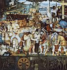 Diego Rivera Canvas Paintings - Disembarkation of the Spanish at Vera Cruz (with Portrait of Cortez as a Hunchback)